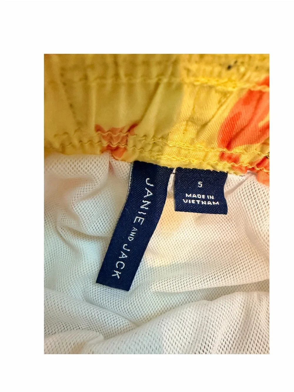 Janie and Jack Yellow Crab Print Swim Trunks